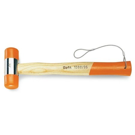 BETA 13 oz Soft Face Hammer, Wooden Shaft, H-SAFE Tethered System, Face Diameter 35mm, OAL 310mm 013904045